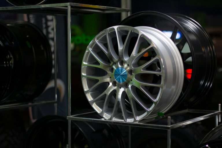 silver and black car wheel