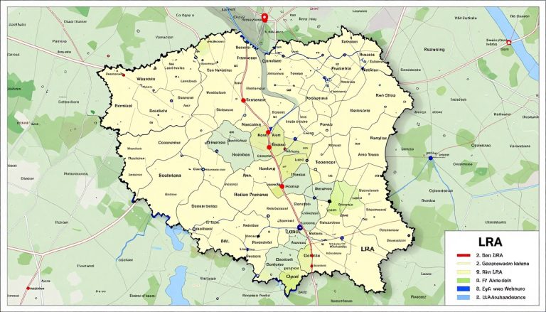 Mapa powiatu radzyńskiego z oznaczeniem rejestracji LRA