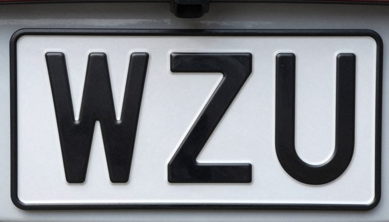 Tablica rejestracyjna WZU z województwa mazowieckiego, oznaczająca powiat żuromiński
