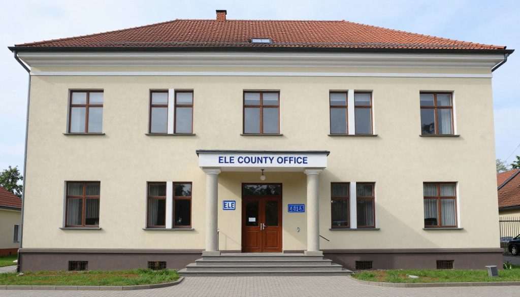 Budynek Starostwa Powiatowego w Łęczycy z Wydziałem Komunikacji dla rejestracji ELE