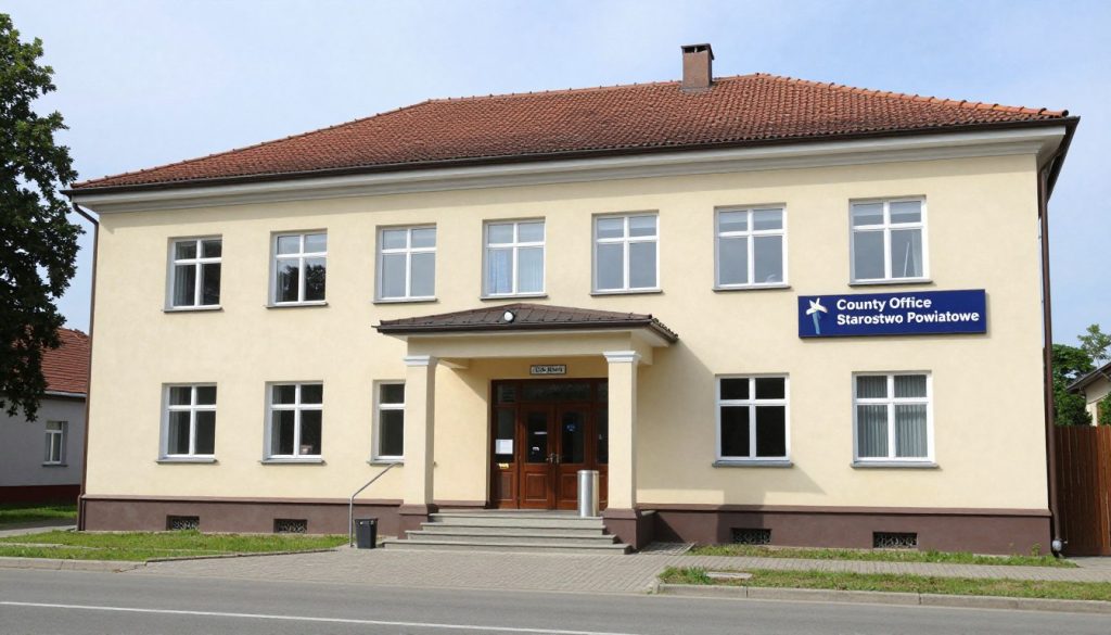 Budynek Starostwa Powiatowego w Lidzbarku Warmińskim z Wydziałem Komunikacji dla rejestracji NLI Budynek Starostwa Powiatowego w Lidzbarku Warmińskim z Wydziałem Komunikacji dla rejestracji NLI
