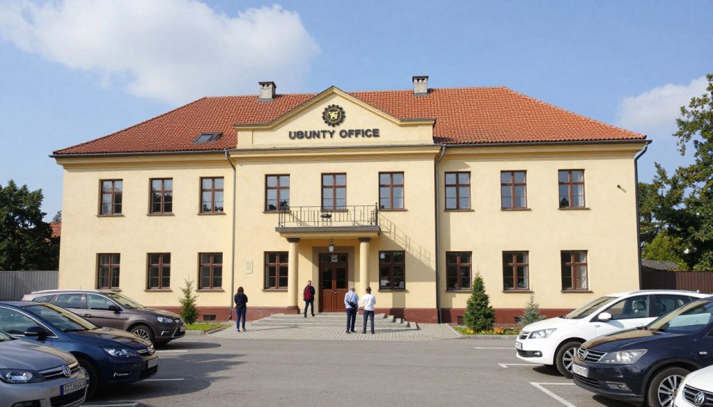Budynek Starostwa Powiatowego w Szczytnie, gdzie znajduje się Wydział Komunikacji odpowiedzialny za rejestrację pojazd&oacute;w z kodem NSZ