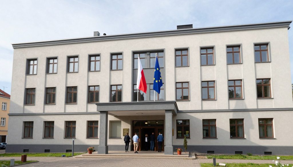 Budynek Starostwa Powiatowego w Zgierzu, gdzie znajduje się wydział komunikacji dla rejestracji EZG Budynek Starostwa Powiatowego w Zgierzu, gdzie znajduje się wydział komunikacji dla rejestracji EZG