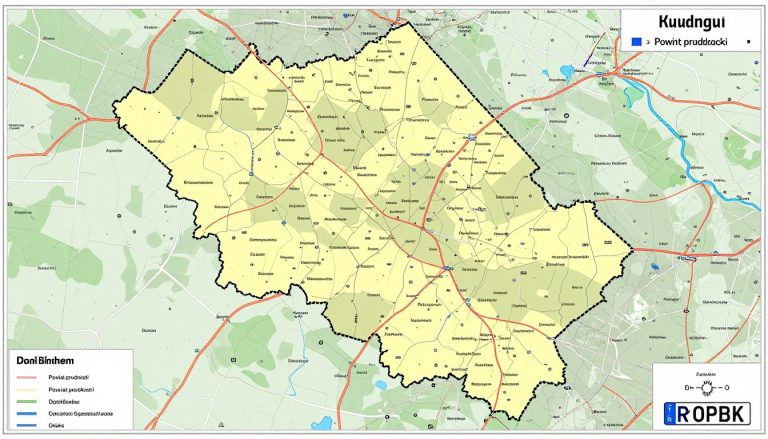 Mapa powiatu prudnickiego z oznaczeniem OPR na tablicy rejestracyjnej