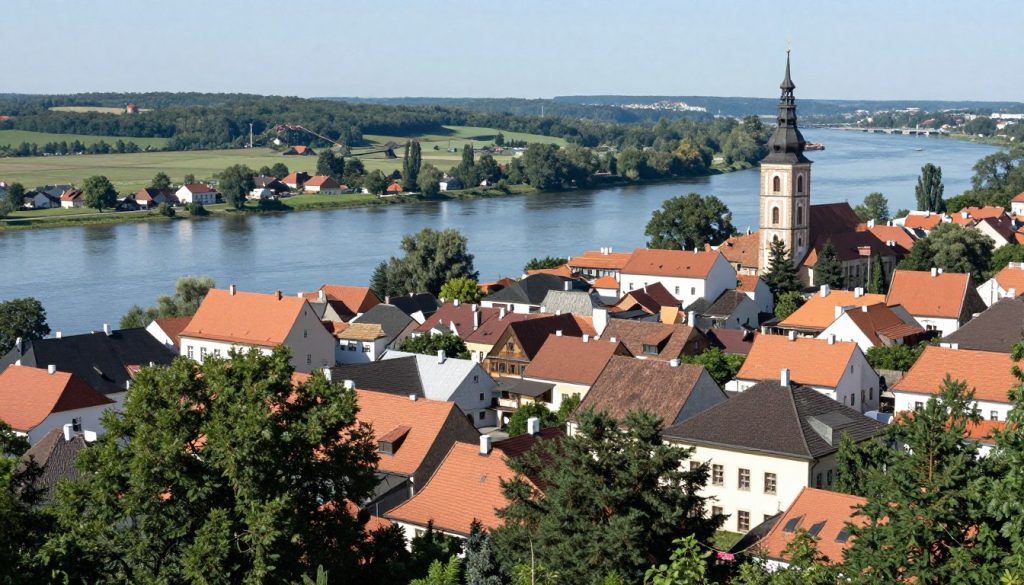 Panorama J&oacute;zefowa nad Wisłą z widokiem na Wisłę