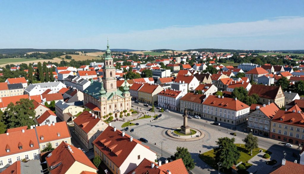 Panorama miasta Koluszki - stolicy powiatu łódzkiego wschodniego z rejestracją ELW Panorama miasta Koluszki - stolicy powiatu łódzkiego wschodniego z rejestracją ELW