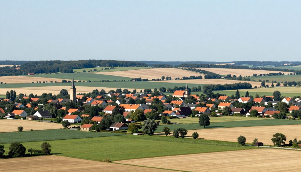 Panorama powiatu łowickiego z widokiem na charakterystyczny krajobraz regionu