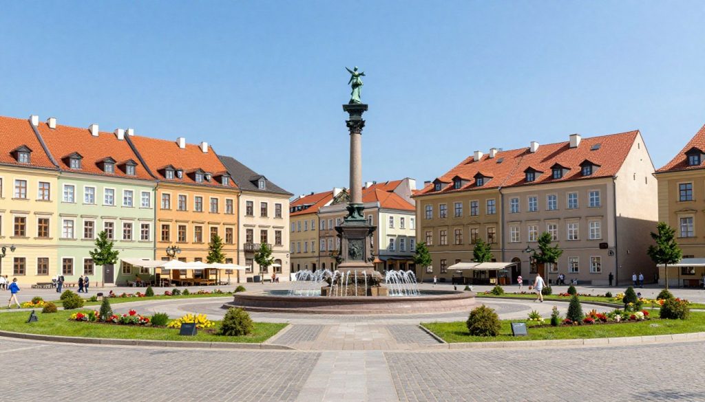 Plac Wolności w Olecku - centralny punkt miasta z rejestracji NOE