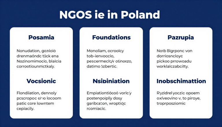 Rejestracja NGO - różne formy organizacji pozarządowych przedstawione na schemacie