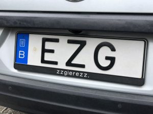 Tablica rejestracyjna EZG powiatu zgierskiego na samochodzie