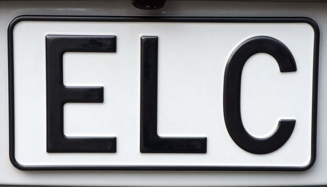 Tablica rejestracyjna z kodem ELC charakterystyczna dla powiatu łowickiego