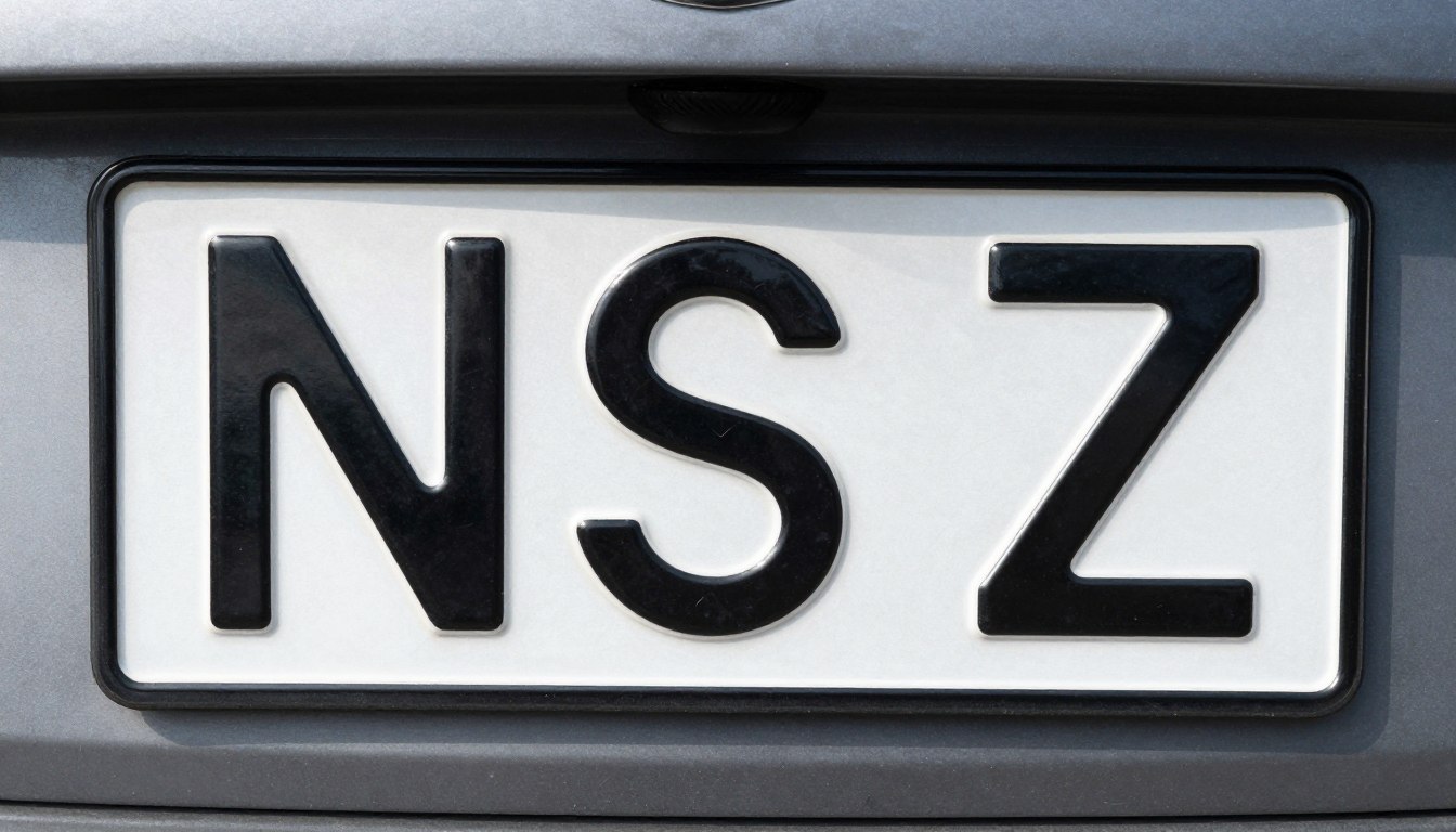 Tablica rejestracyjna z kodem NSZ powiatu szczycieńskiego