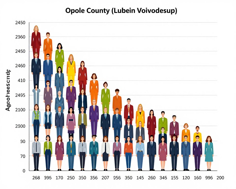 Wykres przedstawiający strukturę demograficzną powiatu opolskiego według wieku i płci